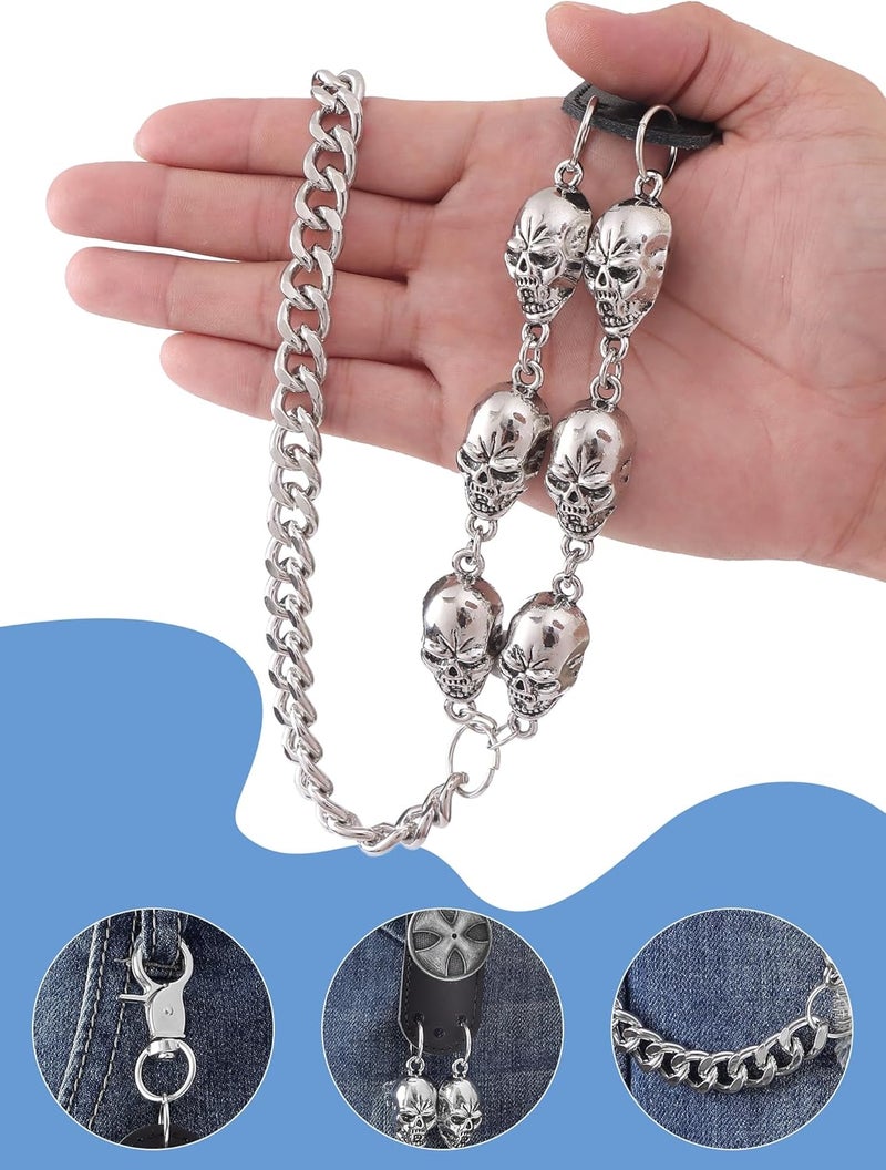 Jongdari Skull Wallet Chains Pants Pocket Belt Chain for Men Women, Heavy Metal Punk Goth Pant Trousers Accessories - Image 2